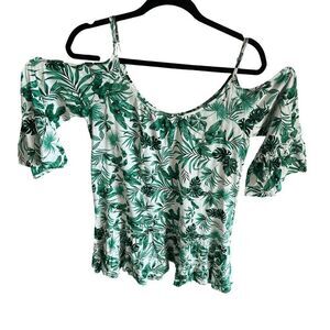 Brand New Solitare Swim Floral Palm Leaf Beach Cover Up Cold Shoulder Dress Wome